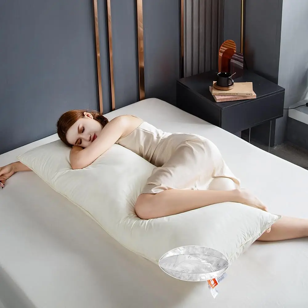 

Goose Down Body Pillow Firm Body Pillows For Adults Large Long Hugging Pillow Insert For Side Sleepers, Breathable Full Body