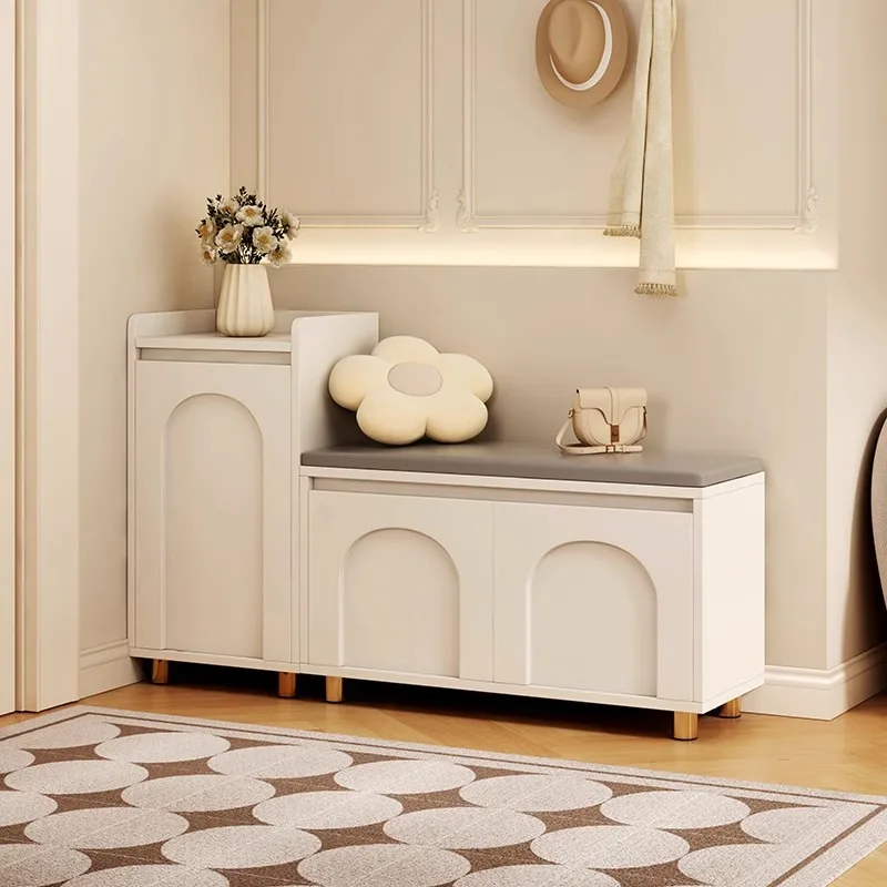 

Cream wind entry door shoe change stool household door can sit shoe cabinet seat stool integrated porch