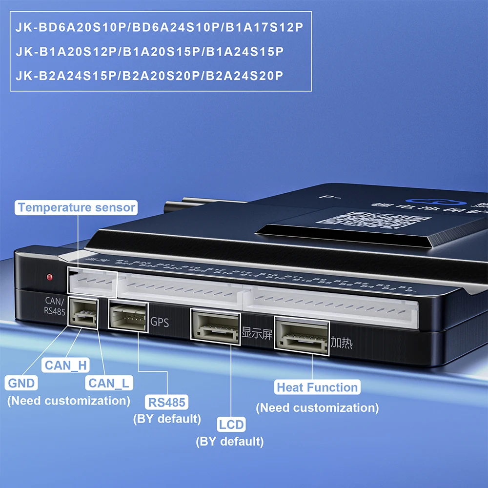 JIKONG BMS مع CAN RS485 BT وظيفة الحرارة 4S ~ 24S 200A شحن 2A التوازن النشط عالية الحالي LifePo4 بطارية ليثيوم أيون الذكية JKBMS