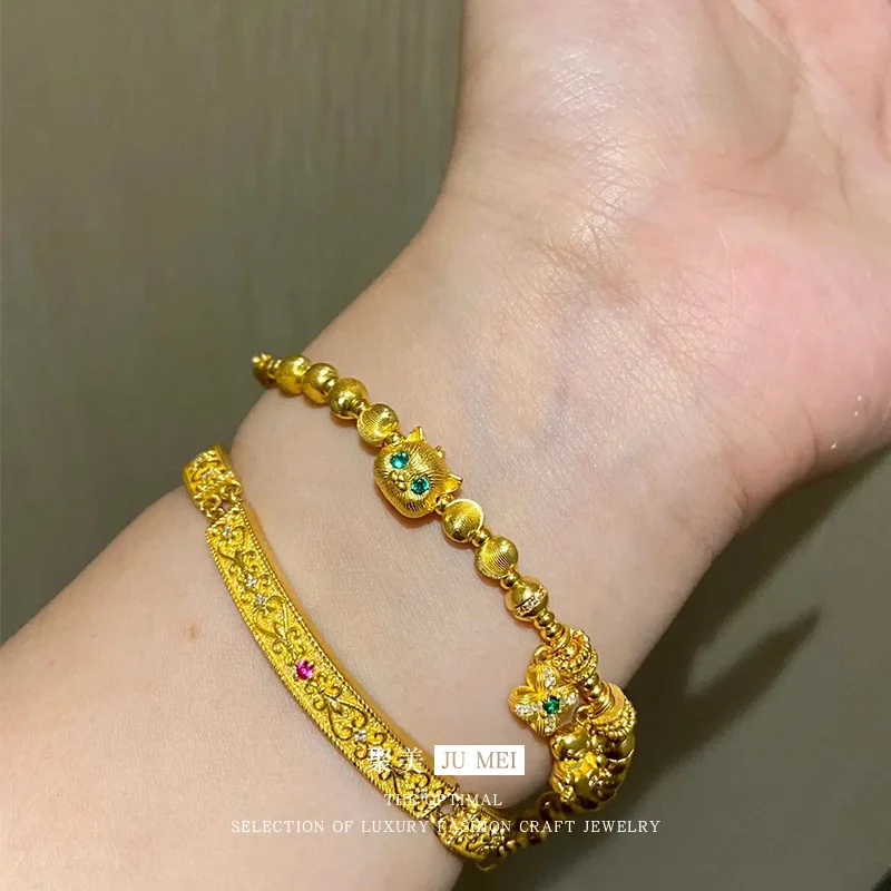 

Золотой браслет для женщин из настоящего золота 9999 пробы (24K) в стиле Gold Shop, подарок на день рождения для девушки, сексуальное и красивое украшение