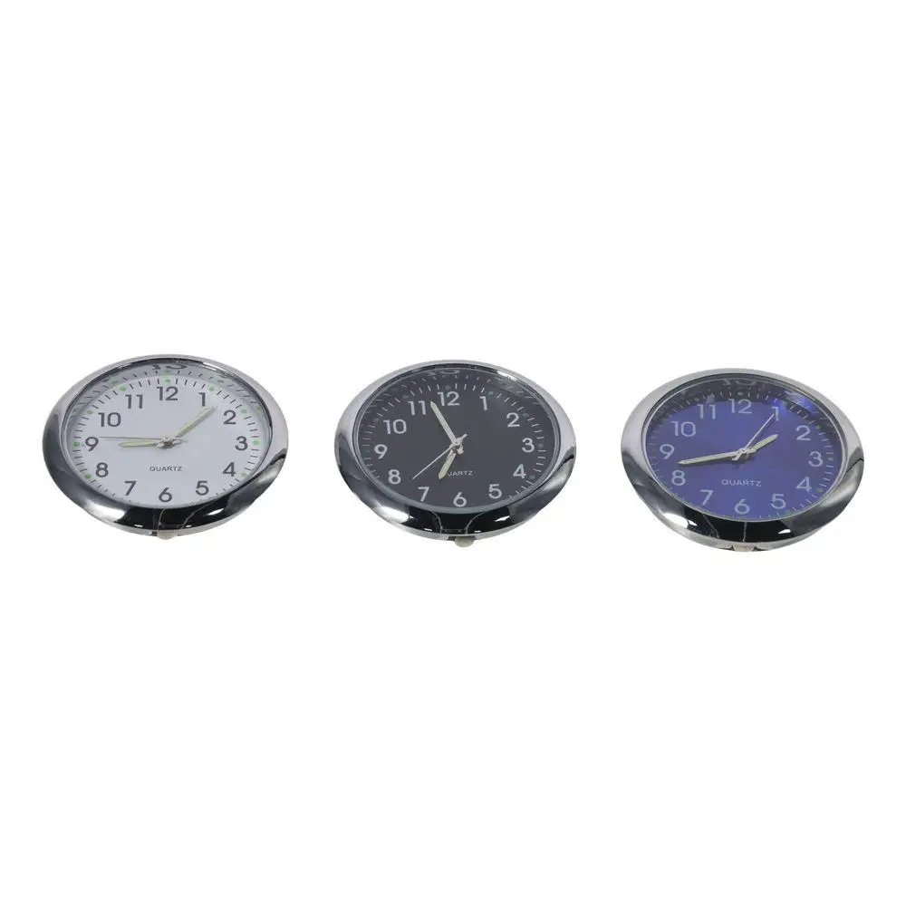 1Pc Car Assessories Parts Black Stick on Blue White Dashboard Car Clock Round Mini Dashboard For Car