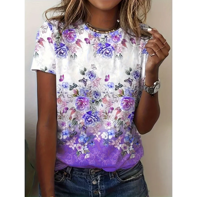 

New Women's Fashion Tops Casual, comfortable and elegant printed round neck short sleevestWomen's T-shirt