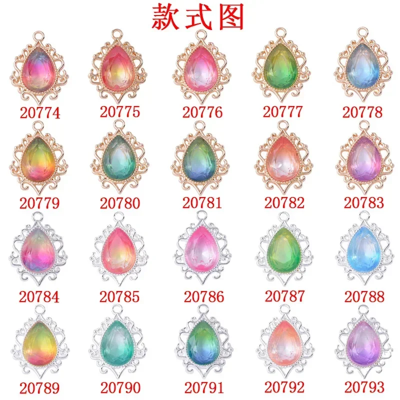 Light luxury high-grade earrings earrings alloy accessories gradual change color retro hollow lace water drop