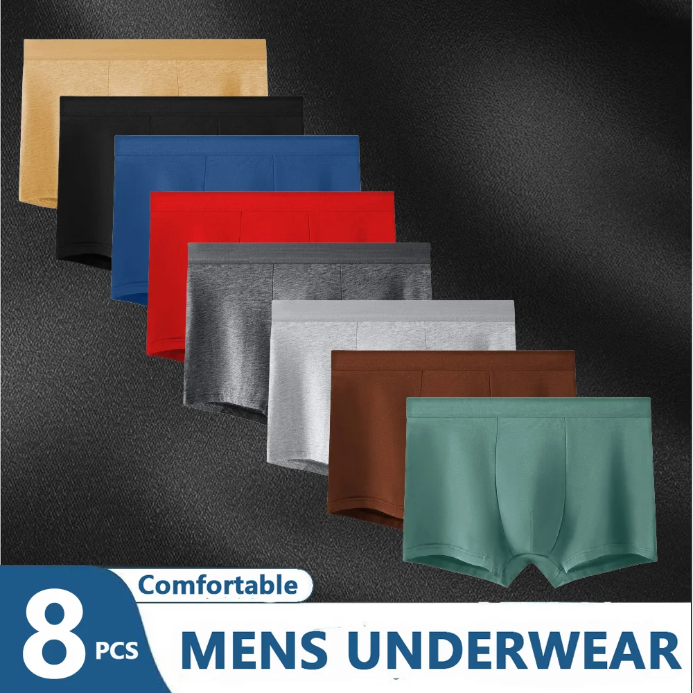 8pcs Pack 2024 Fashion Style Men Panties Cotton Underwear Male Boxer and Underpants for Homme Luxury Shorts Box Solid Panties