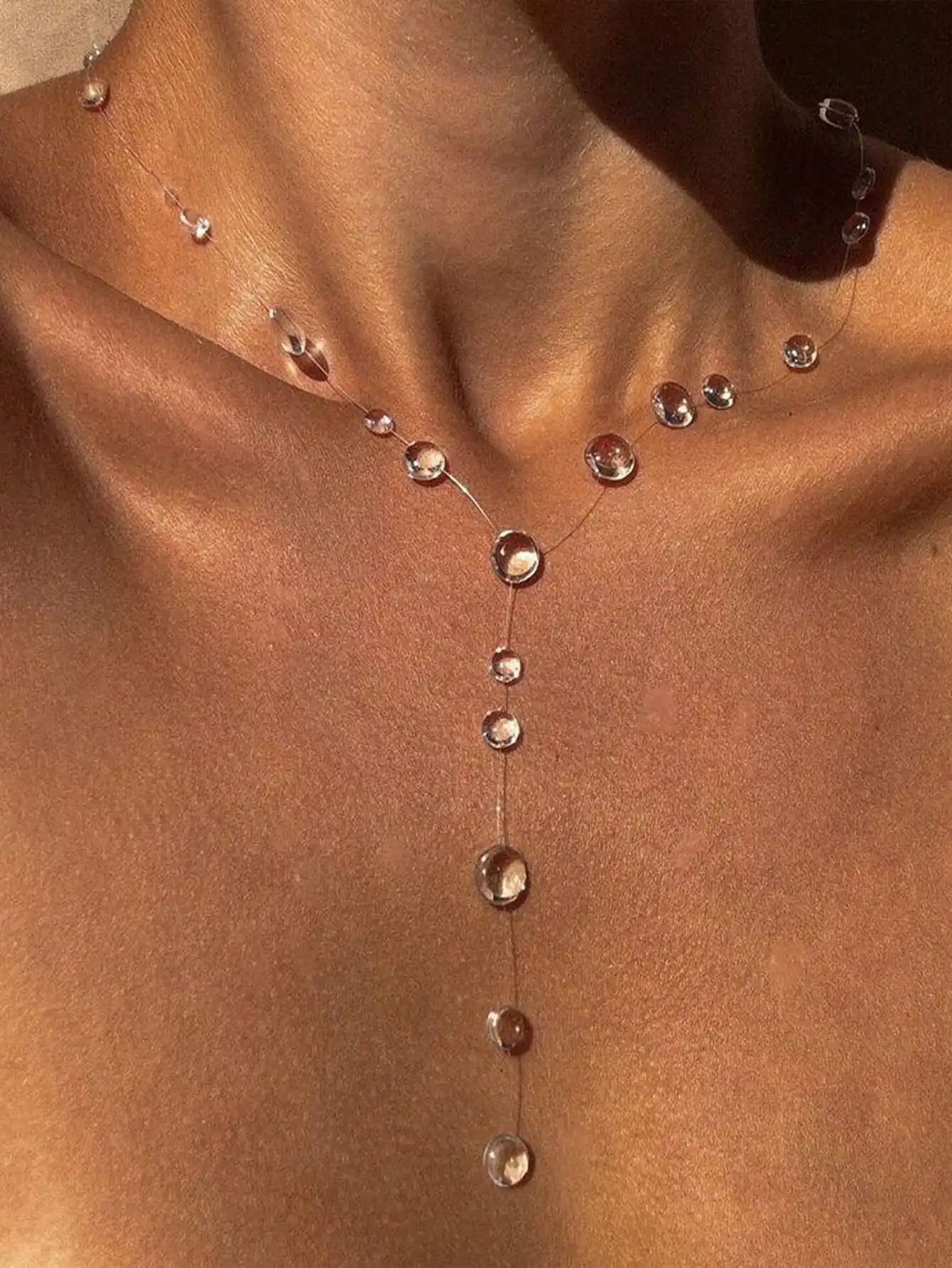 New Transparent Dewdrop Series Necklace Handmade Epoxy Resin Water Drop Collar Chain For Women Holiday Fashion Jewelry