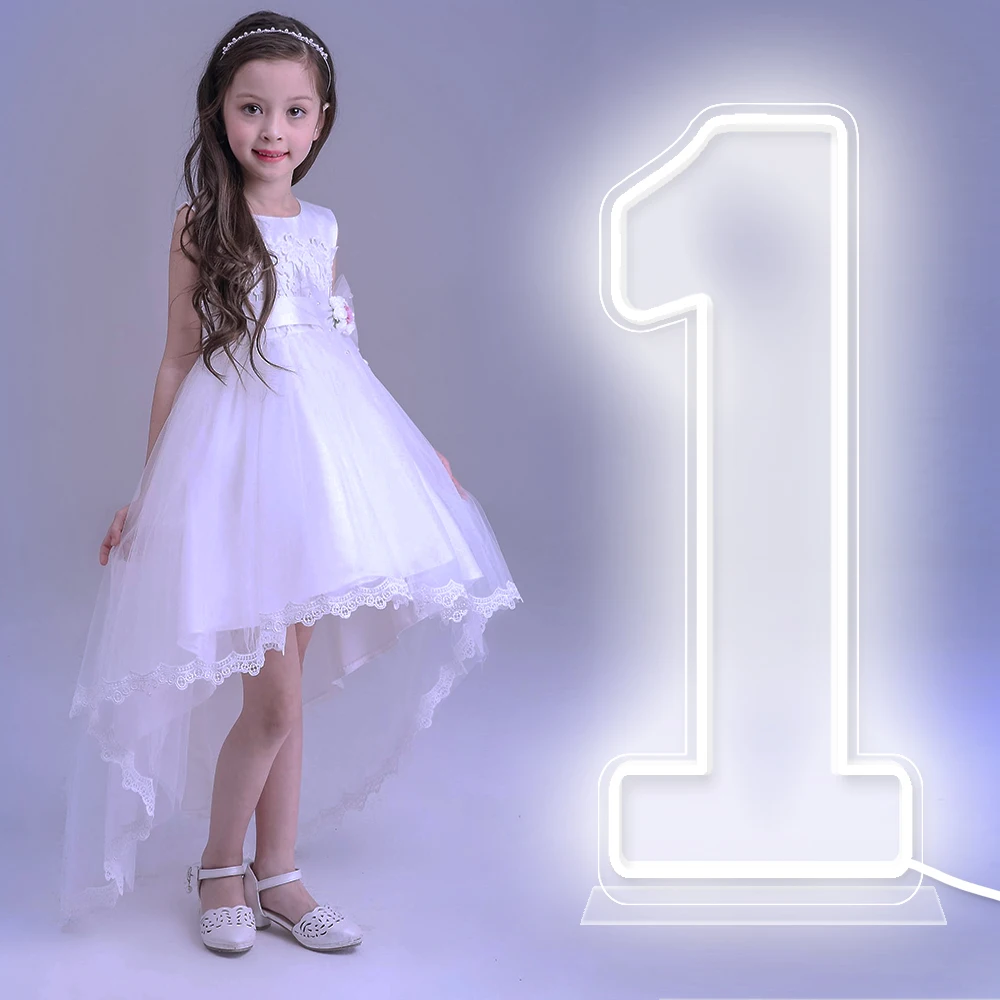 Extra-Large LED Neon Numbers Sign 76cm/100cm Stand up & Wall Mounted for Birthday Wedding Celebration Party Decor