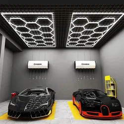 ZK20 110V-240 Honeycomb Hexagon Ceiling Lamp Car Lighting for Garage Hexagon Led Light for Auto Detailing Wash Beauty Station