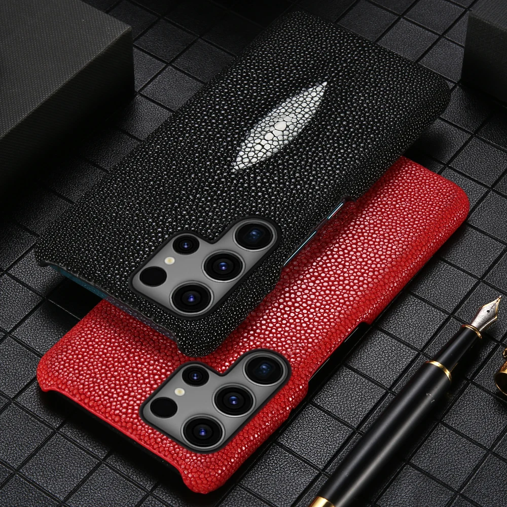 

LANGSIDI Luxury 100% Original Stingray Leather Case For Samsung S25 S24 Ultra S23 S22 Plus S21 FE S20 Genuine Leather Back Cover