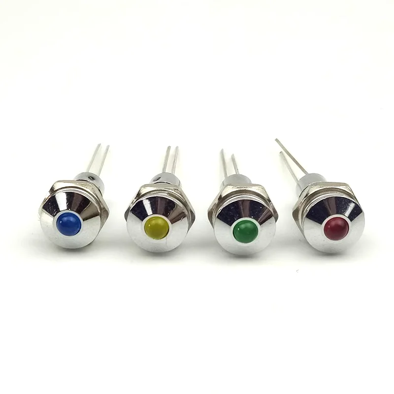 5/20PCS 6mm LED Waterproof Metal Indicator Light Signal Lamp 6V 12V 24V 36v 220V Red/Yellow/Blue/Green  Pilot switch