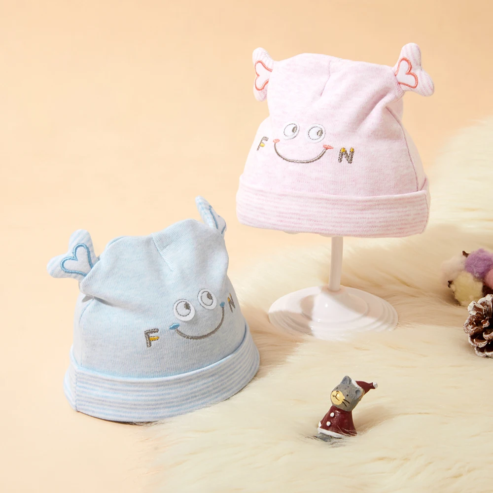 

High Quality 100%Cotton Fun Smile Newborn Baby Hat Cartoon Boys Girls Hats For Kids Beanies 0-12 Month