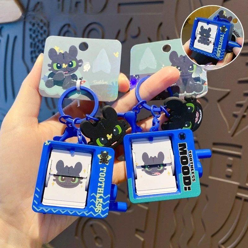 

How To Train Your Dragon Creative Hand Crank Flip Book Keychain Cute Couple Bag Pendant Car Key Ring Decorate Gifts
