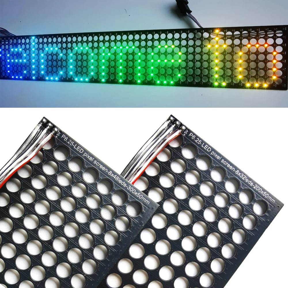 WS2812B adresowalny cyfrowy przezroczysty panel świetlny P6.25 skok RGB czarny 2020 LED 8x32 8x48 pikseli moduł matryca DC5V