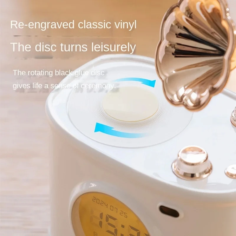 Bluetooth alto-falante retro relógio despertador calendário com display desktop decoração de casa criativos presente pequeno alto-falante-AT64