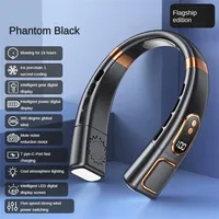 Portable Mini Hanging Neck Fan Bladeless Neckband Digital Display Power Air Cooler USB Rechargeable Electric Fans Camping Tools
