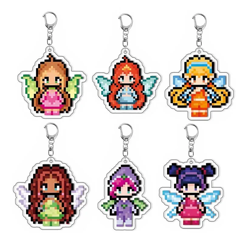 

Акриловый брелок Fairy Pixel: Аниме-подвеска для рюкзака, кавайный брелок для ключей, украшение для студенческой сумки, игровой аксессуар для девочек, праздничный подарок