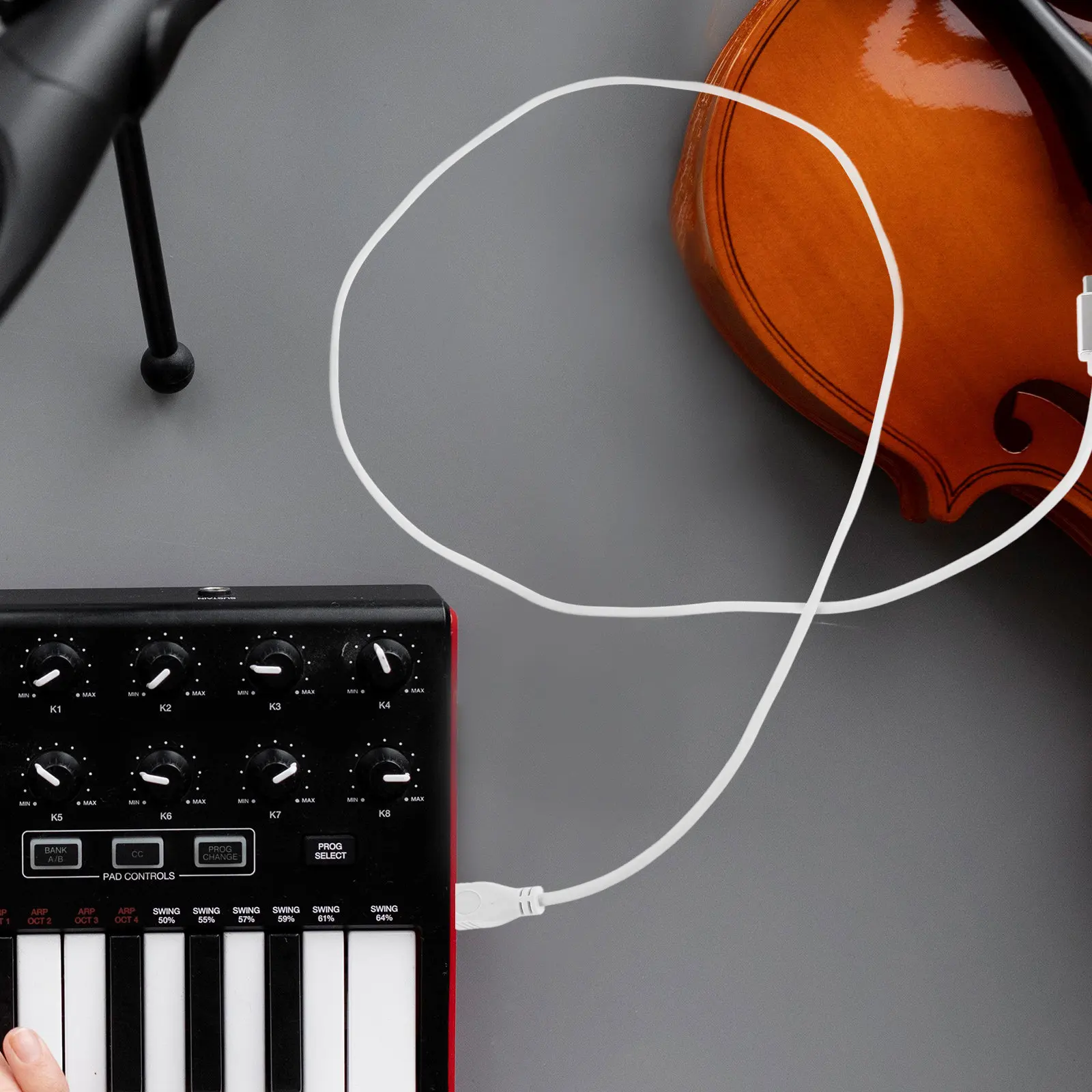 

USB Type-C to Type Speed Cable for Midi Keyboard Audio Interface USB Microphone 1 Meter White Stable Transmission Zinc