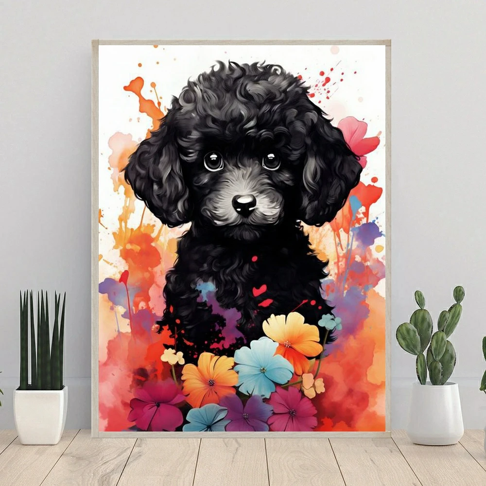 French Poodle 5D DIY Fairy Dust Diamond Painting Embroidery Cute Animal Cross Stitch Mosaic Rhinestones Handicraft Home Decor