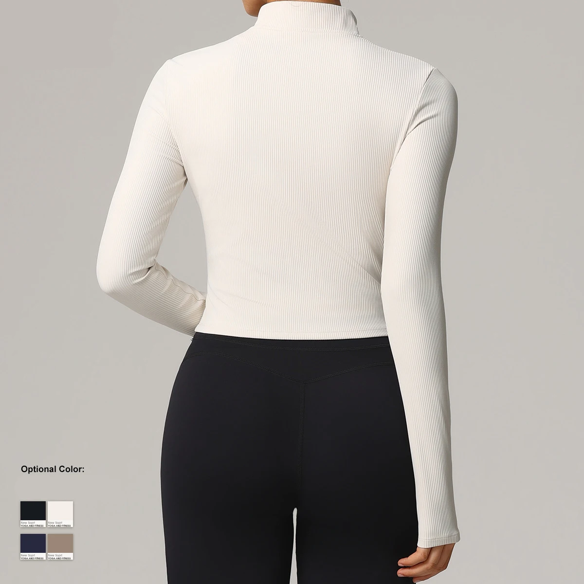 Women's Sports Jacket Slim Fit Threaded Stand Up Collar Running and Fitness Yoga Top Windproof Quick Drying Clothes Fitness Wear