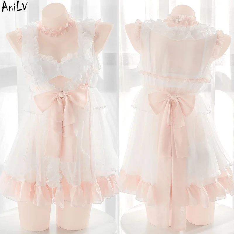 

Anilv anime kawaii sweet girl lolita dress cosplay women Princess nightdress pajamas uniform outfit