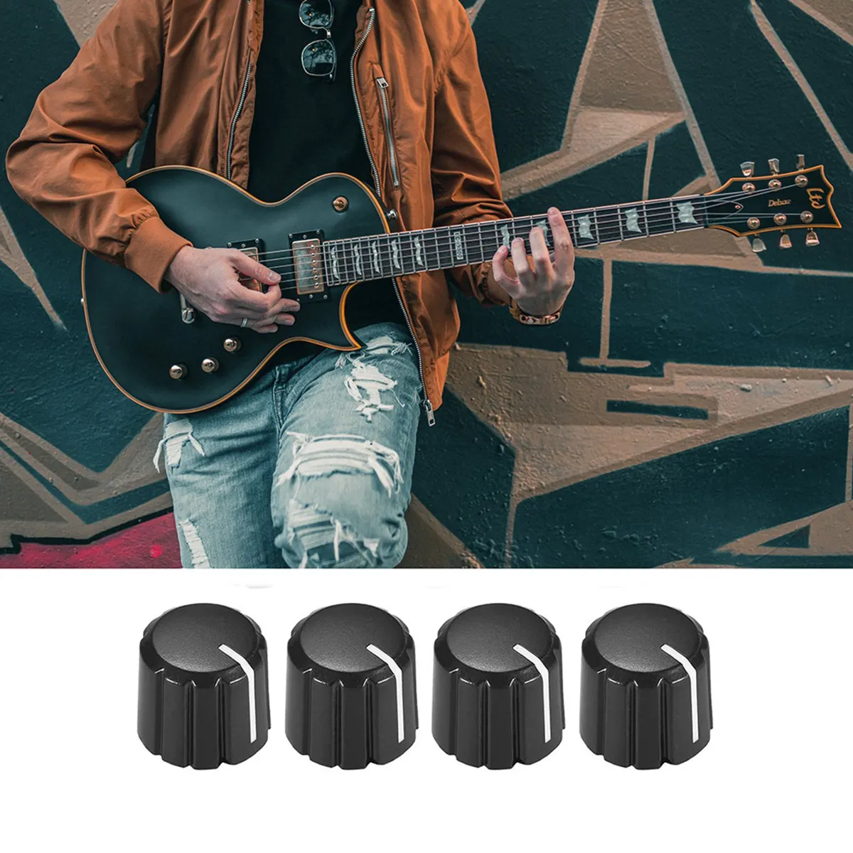 Manopole di controllo del potenziometro da 10 pezzi per manopole del tono del Volume della chitarra elettrica nero tipo D 6mm