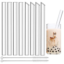 8Pcs Reusable Glass Straws 14mm Extra Wide Boba Straws for Bubble Tea Smoothie Milkshake Large Eco-friendly Drinking Straws