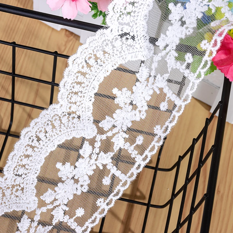 White and Black Mesh Cotton Lace Trim, DIY Craft Accessories, Embroidery, Curtain, Sofa, Sewing, 2Yards