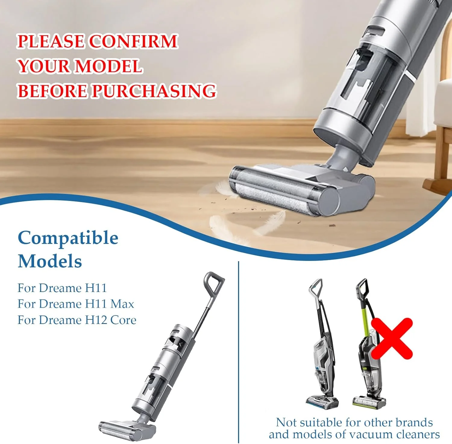 Dreame H12 Core / Dreame H11 / Dreame H11 Max, Vacuum Cleaner Roller Brush, Hepa Filter, Accessories Spare Parts