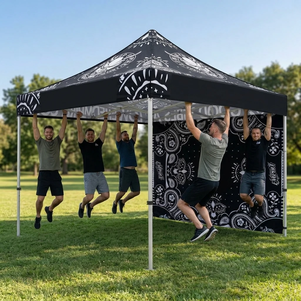 Carpa Plegable Personalizada 3x3 para Exteriores, con Estructura de Hierro Resistente y Cubierta de PVC, Gazebo con Cubierta de Poliéster para Eventos y Fiestas