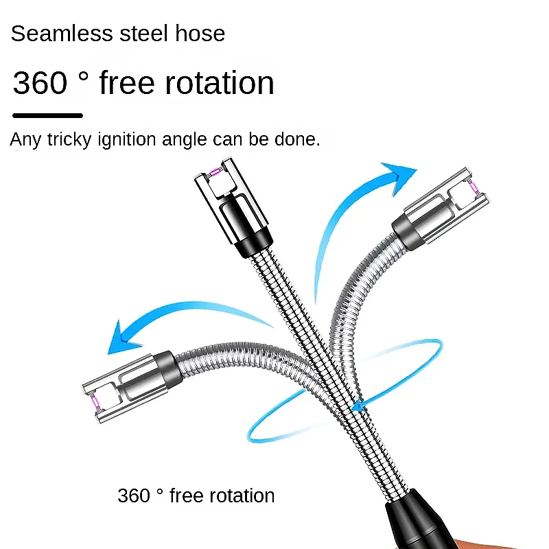 Isqueiro USB de cozinha à prova de vento 360 °   Tipo-C Arco Curvo Plasma Longo Isqueiro Doméstico Vela Fogão a Gás Isqueiro Gadgets