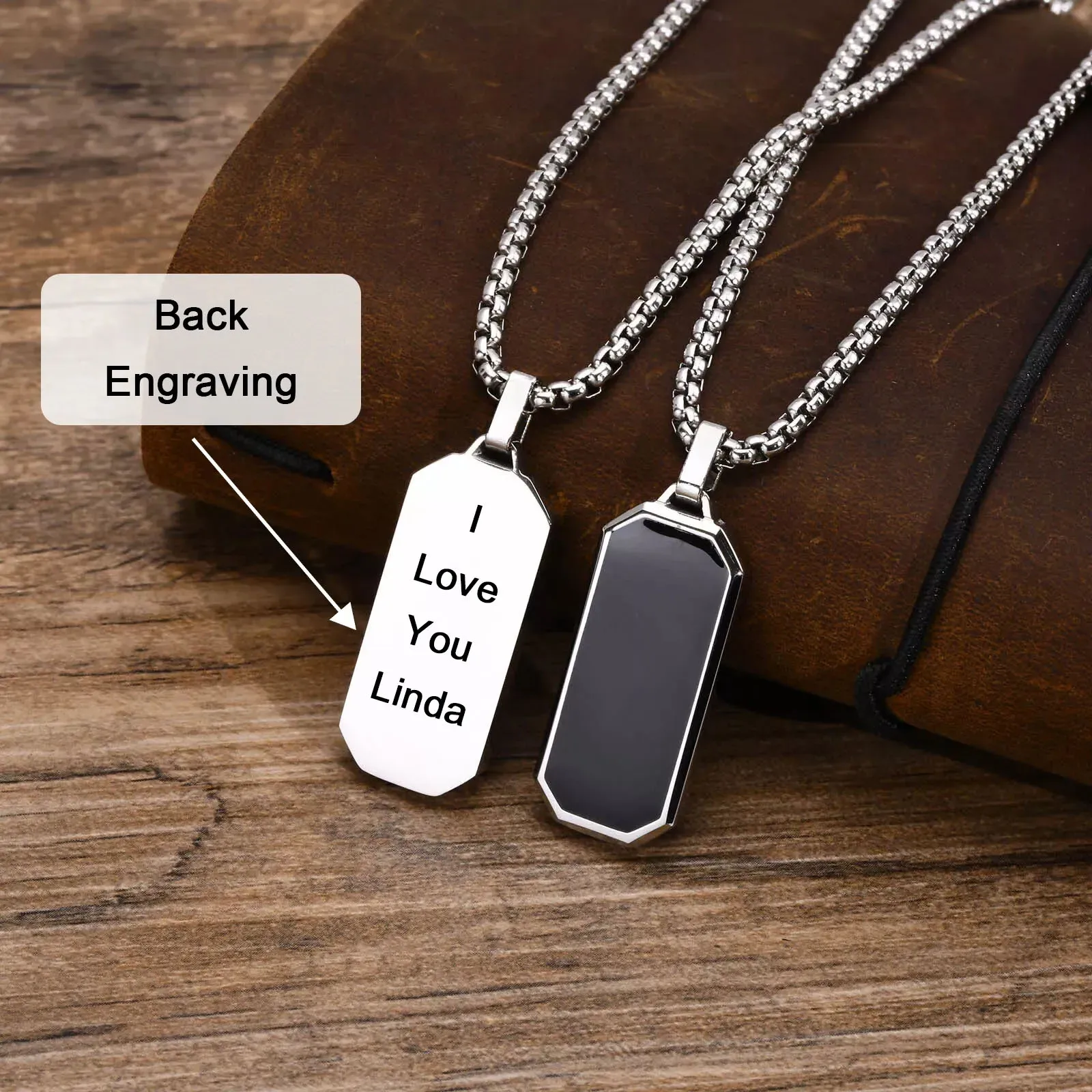 Stainless Steel Necklace Engraveable Name Pendant,Personalized acrylic Pendant for men women party jewelry accessories