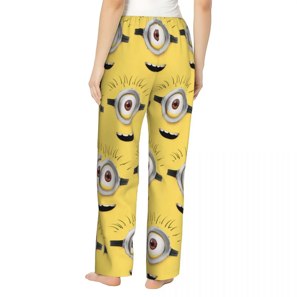 Custom Cartoon Animation Minions Pajama Pants Womens Lounge Sleep Stretch Sleepwear Bottoms with Pockets