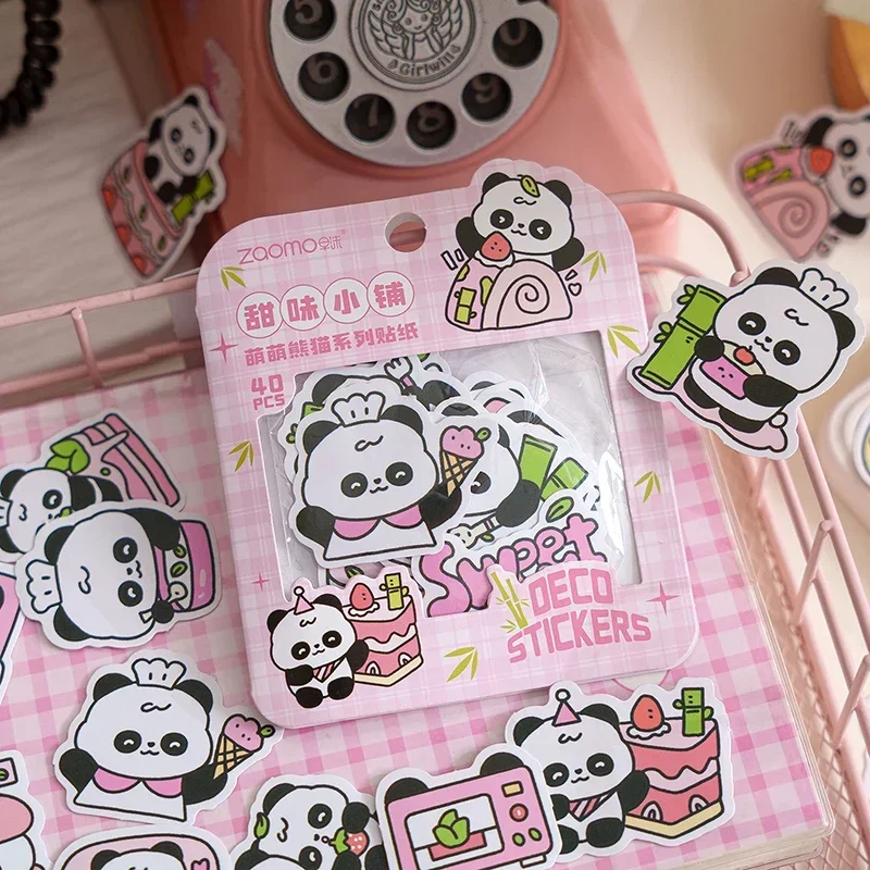 40pcs/set Cute Panda Stickers Kawaii Self Adhesive Notebook Journal Planner Diary Decorations Korean Stationery Office Supplies