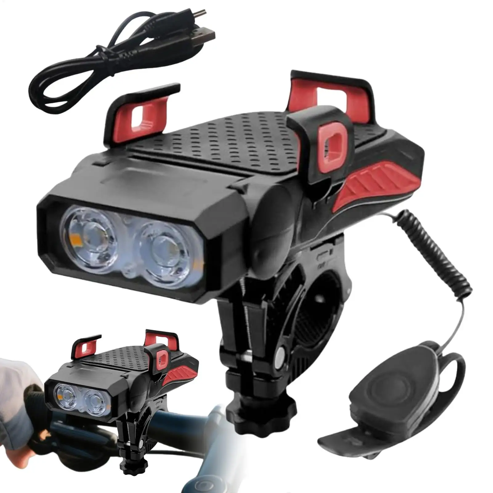 

Bike Phone Holder Waterproof LED Bike Headlight Phone Mount 360 Degree Adjustable Cycling Front Lamp For Travel Camping Outdoor