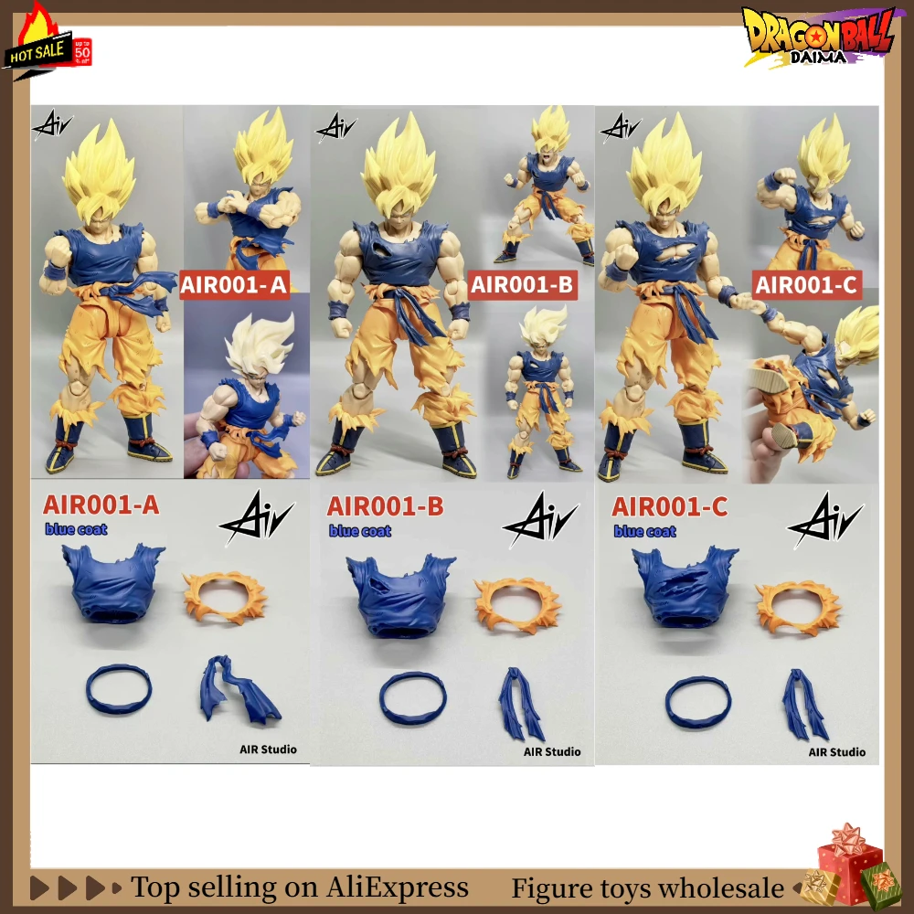 

【In stock】AIR Studio Dragon Ball SHF Son Goku AIR001-A & AIR002 Legendary Super Saiyan Battle-Damaged Accessory Toys