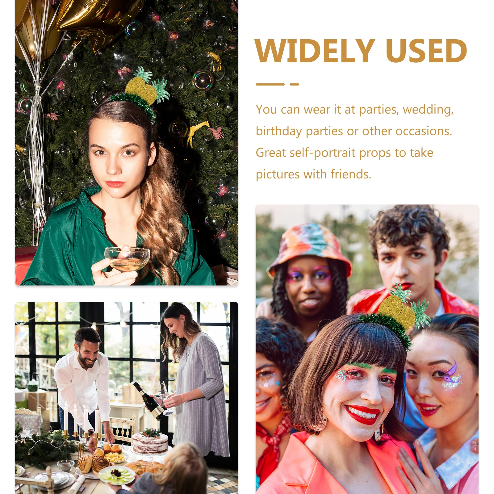 

2Pcs Pineapple Hairband Fruit Styled Headband Yellow Party Hair Hoop Hawaiian Festival Hair Accessory Lovely Creative Headdress