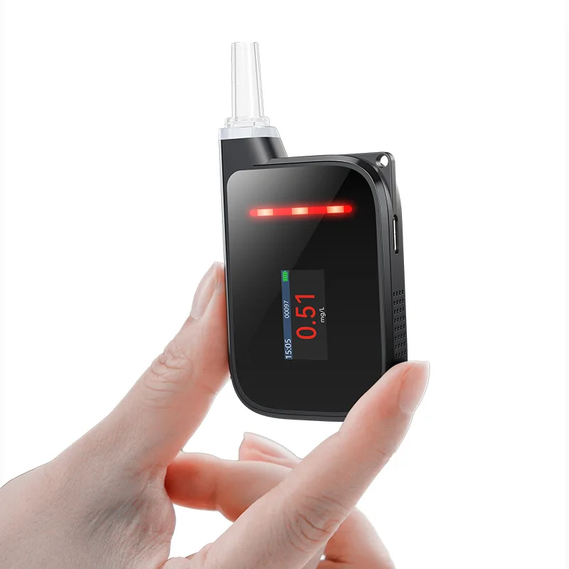 fuel cell sensor  alcotest portable alcoholmeter keychain breathalyzer machine mouthpiece alcohol tester digitales Mr black-H2