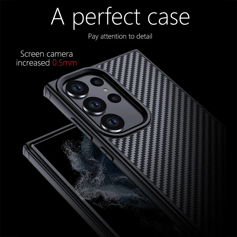 Kevlar Magnetic Carbon Fiber Case for Samsung Galaxy S24, S23 Ultra, S24 Plus, S24 +, Aramid Fiber Armor Cover, Magsafe Charger