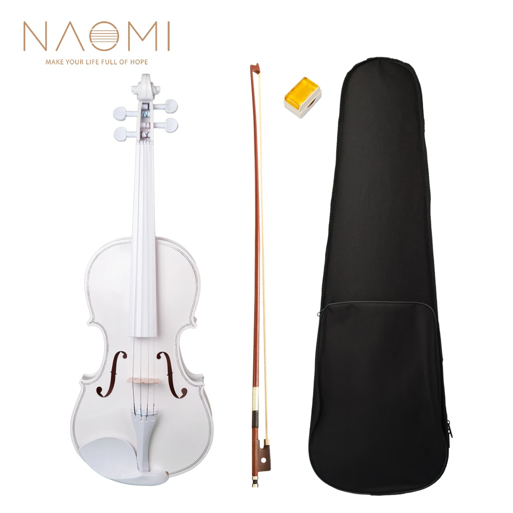 

Naomi Student Violin 4/4 Full Size Violin Fiddle White Violin SET Kids Beginners Use 4/4 Student Violin W/Case Bow Rosin