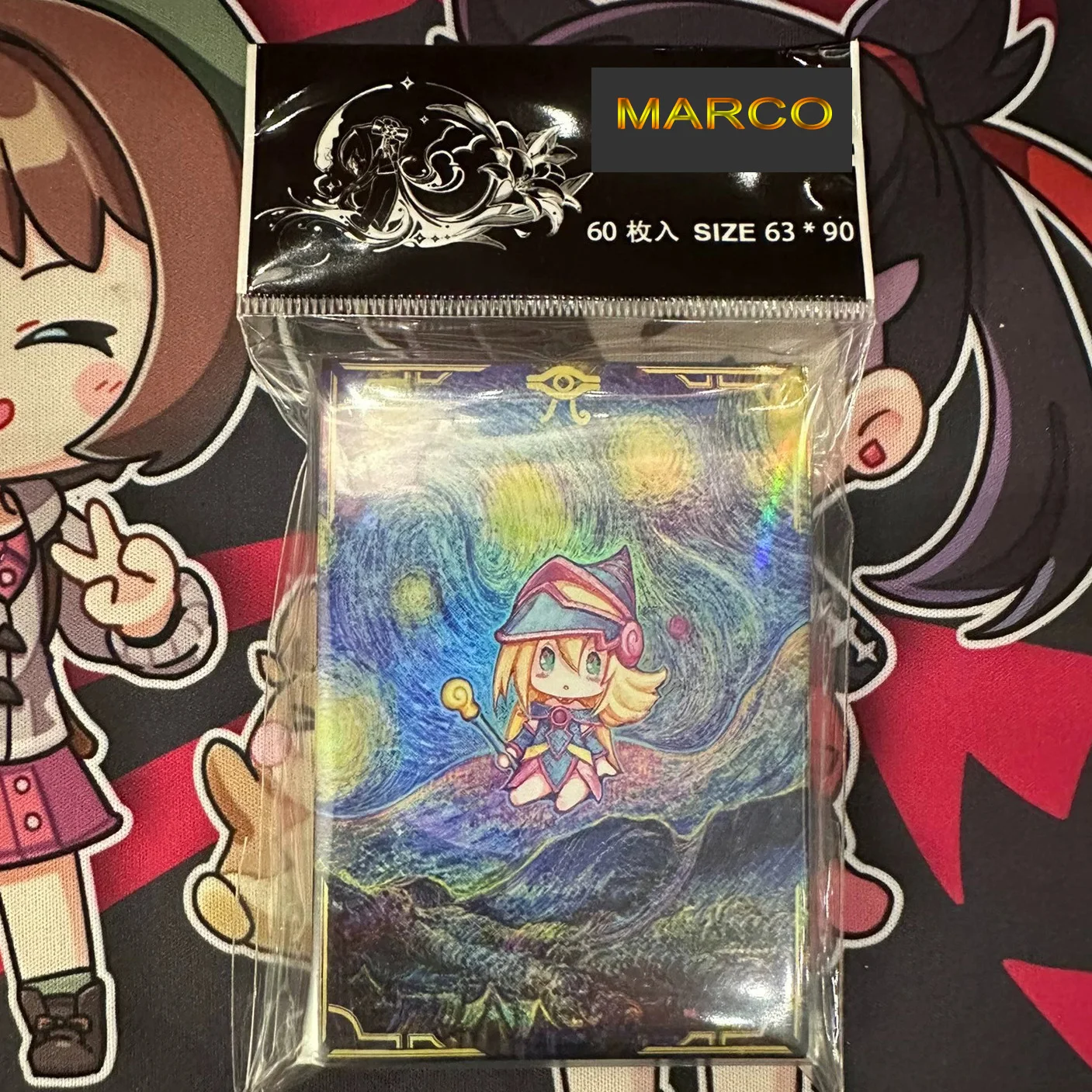 

60 шт. Yugioh Black Magician Girl Card Sleeves Стиль звездной ночи Yu-Gi-Oh! TCG OCG Trading Cards Защитный чехол для лазерного блеска