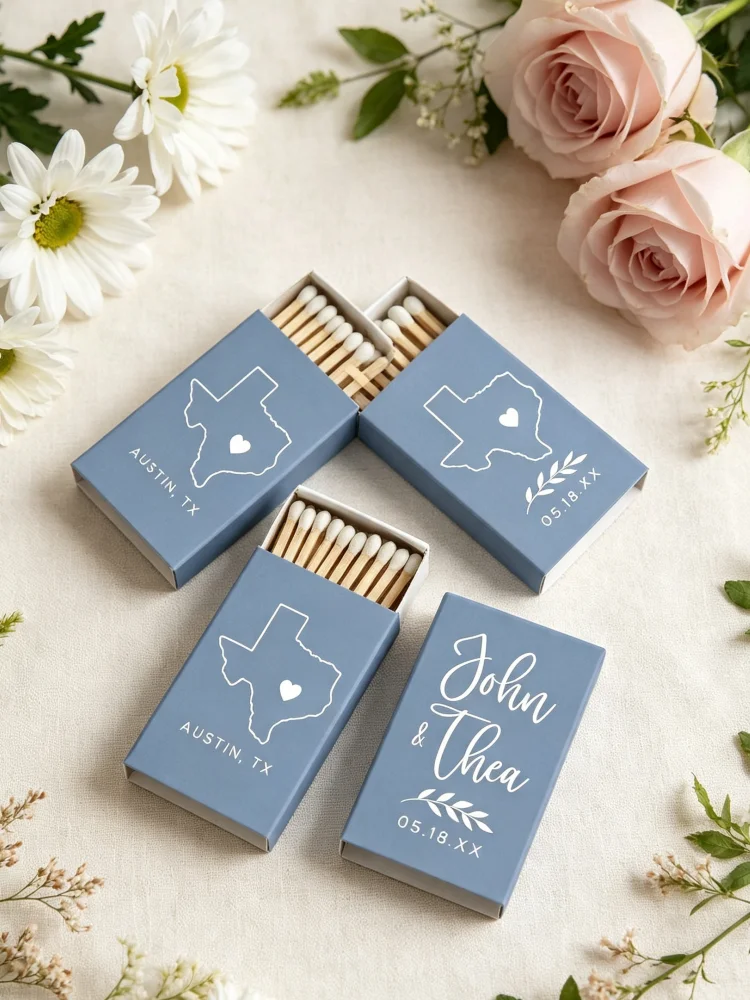 Personalized State Outline Wedding Matchboxes Custom Wedding Match Favors Reception Table Decor Bridal Shower Guest Keepsake