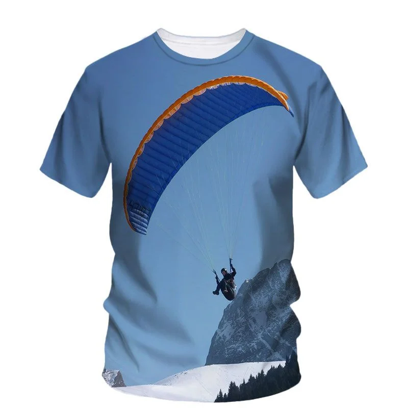 3D Outdoor Exercise Paragliding Printed T Shirt For Men Kid Streetwear Sports Short Sleeves Harajuku Gym Tee Shirts Tops Clothes