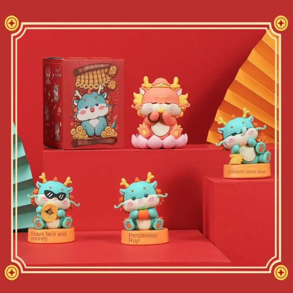 Cartoon Dragon Ornament creativo Silicone figurina di drago di buon auspicio piccolo regalo cinese della statua del drago del Festival di primavera
