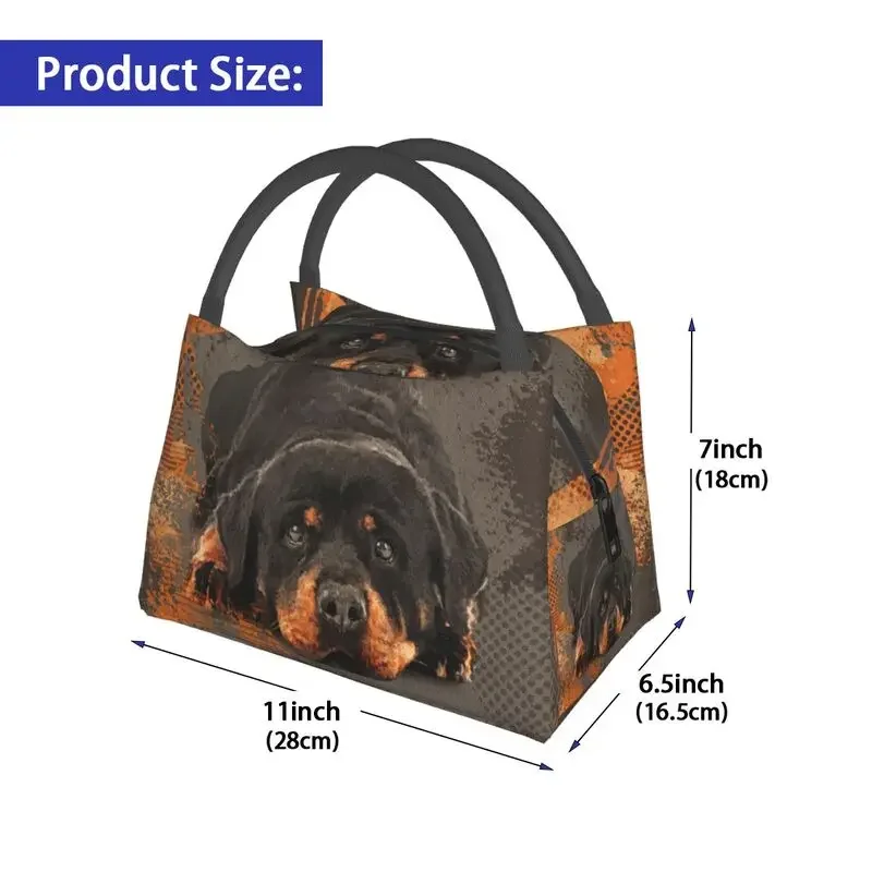 Cute Rottweiler Dog Insulated Lunch Bags for Work Office Animal Resuable Cooler Thermal Bento Box Women