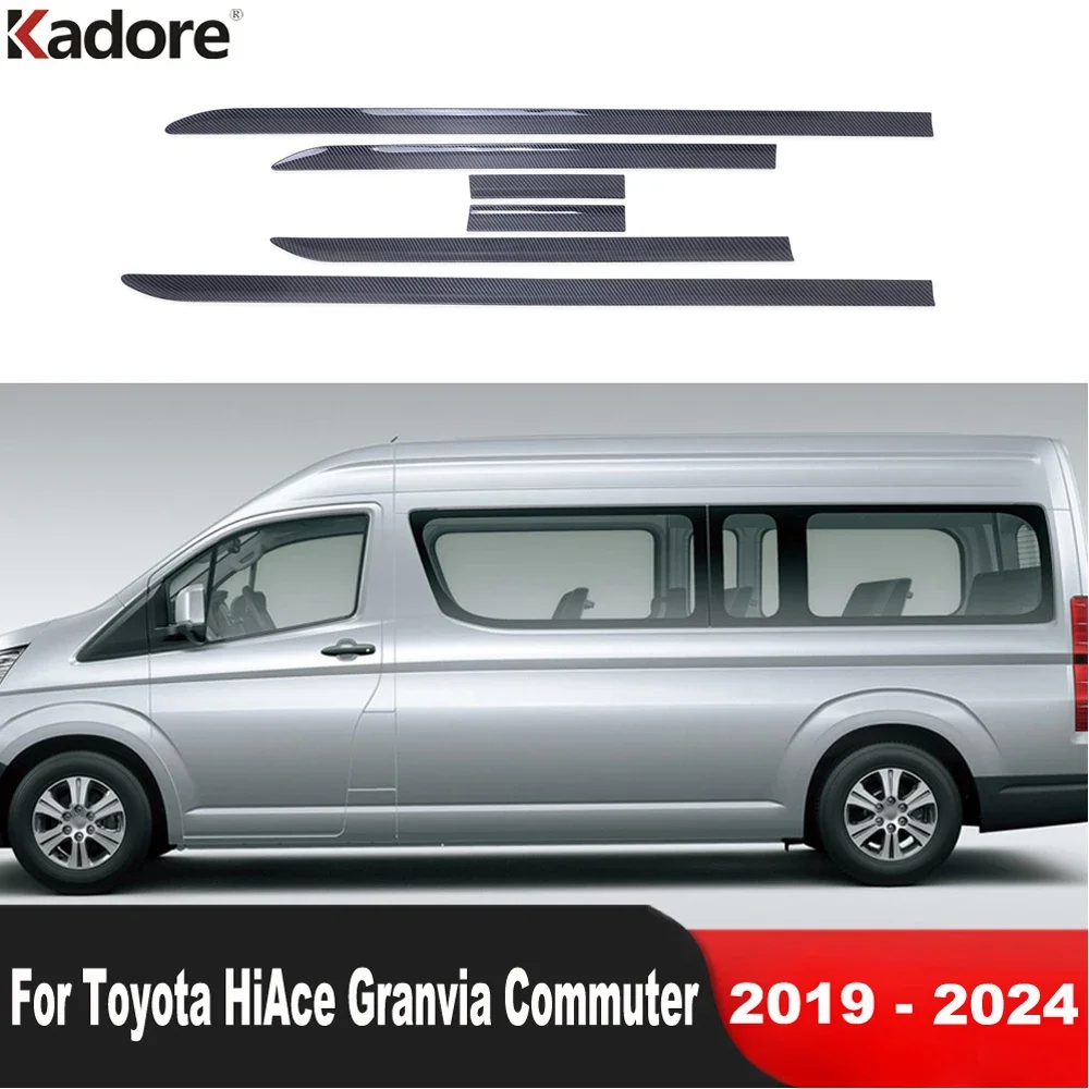 

For Toyota HiAce Granvia Commuter 2019-2021 2022 2023 2024 Carbon Car Side Door Body Trim Door Panel Streamer Strip Accessories