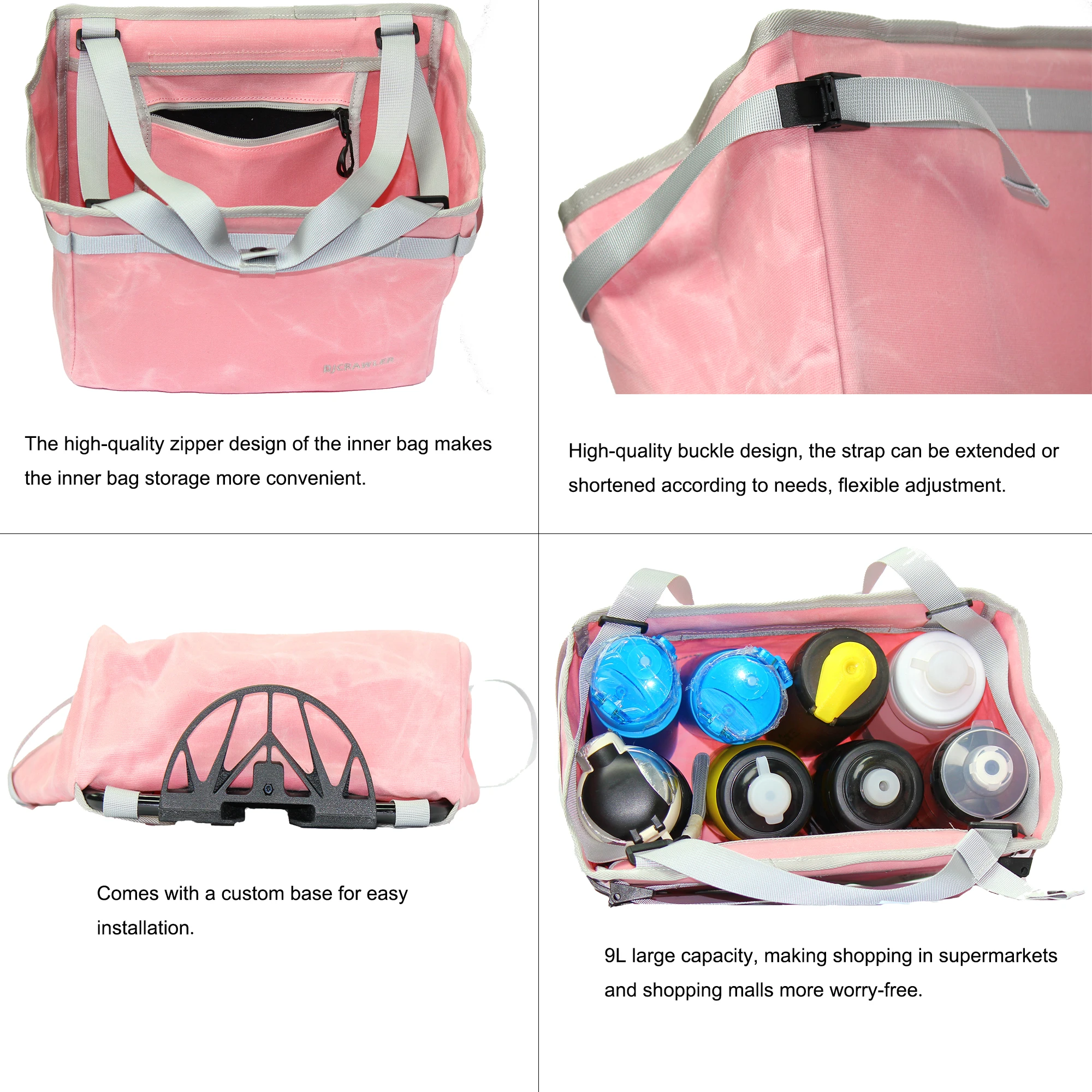 DC 왁스 천 방수 접이식 자전거 앞바구니 9L 야채 보관 바구니 브롬톤 퀵릴리즈 가방용