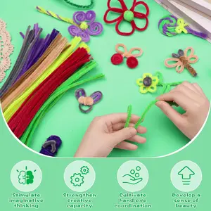 AKTO 100Pcs 30 cm Couleurs tige de chenille tige torsadée Fil de fer bricolage laine racine duveteuse déco cure-pipe en peluche 10 meilleures aiguilles en feutrine de vente - No 2