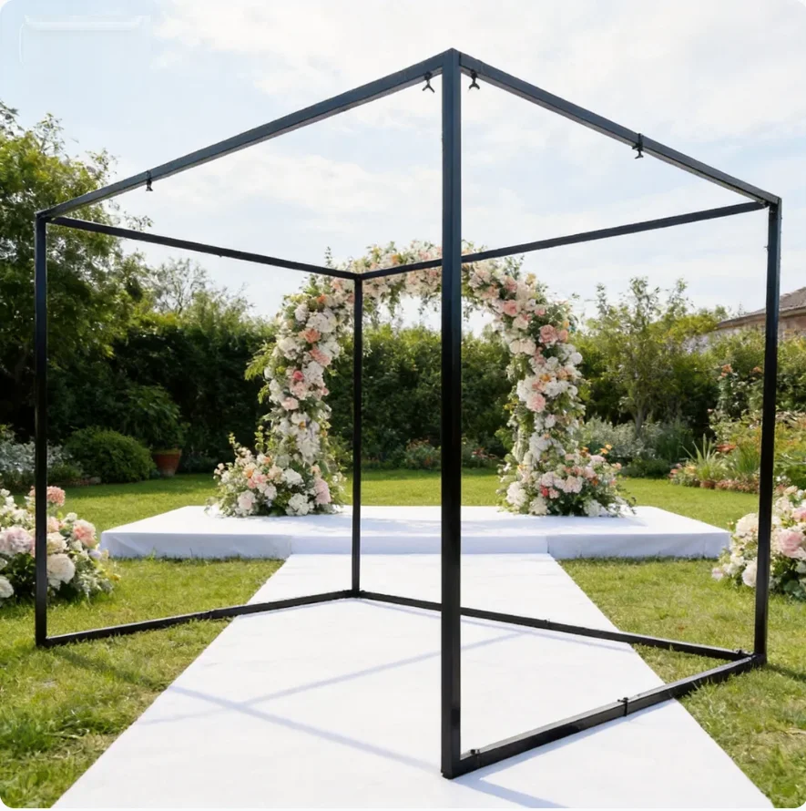 Hot selling retractable rectangular background frame, wedding ceremony background flower stand, 1 piece