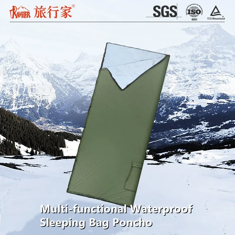 

TUOSEN NEW Waterproof Sleeping Bag Poncho, 3-in-1 Emergency Bivvy Sack for Hiking, Camping, Survival, Outdoor Shelter