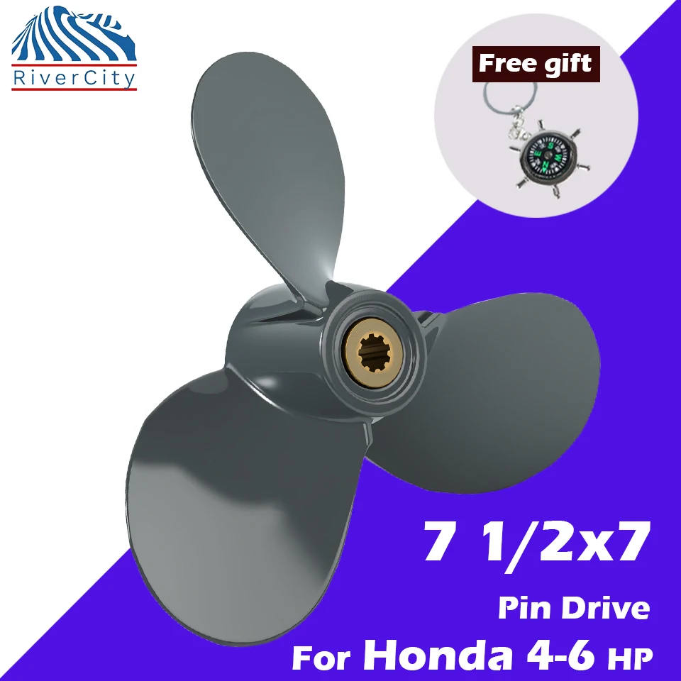 

For Honda Outboard Propeller 7 1/2×7 Aluminum Alloy Screw 3 Blade Pin drive Part for 4 HP 5 HP 6HP Boat Motors