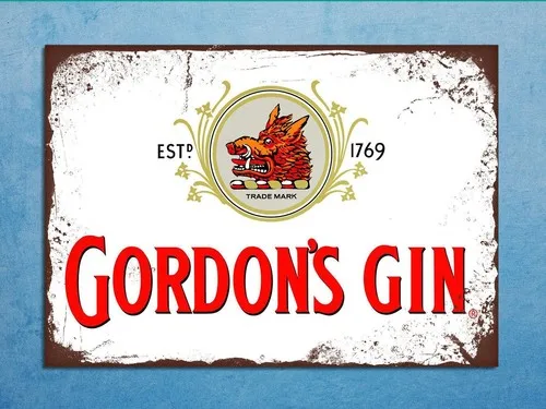 Gordon;s Gin - Letrero metálico retro, póster, placa, decoración de pared para garaje, A4